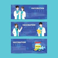 set di banner di vaccinazione contro il virus corona vettore