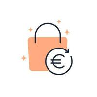 cashback icona con un' Borsa e Euro, vettore