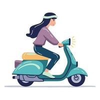 mano disegnato donna equitazione un' scooter piatto stile illustrazione per attività commerciale idee vettore