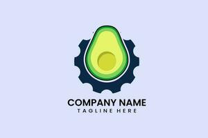 piatto avocado e Ingranaggio meccanico ingegneria logo vettore