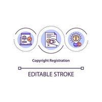 icona del concetto di registrazione del copyright vettore