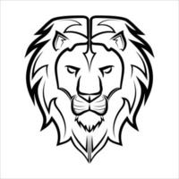 linea arte in bianco e nero della parte anteriore della testa del leone è segno dello zodiaco leone buon uso per il simbolo icona mascotte avatar tatuaggio t shirt design logo o qualsiasi disegno vettore
