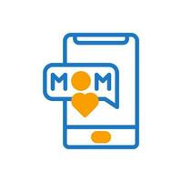 Telefono mamma icona duotone blu orang colore madre giorno simbolo illustrazione. vettore