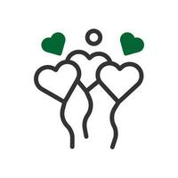 Palloncino amore icona duotone verde nero stile San Valentino illustrazione simbolo Perfetto. vettore