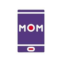 Telefono mamma icona solido rosso viola colore madre giorno simbolo illustrazione. vettore