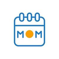 calendario mamma icona duotone blu orang colore madre giorno simbolo illustrazione. vettore