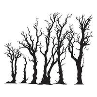 morto alberi vettore silhouette. Morte alberi nel inverno stagione silhouette.