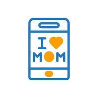Telefono mamma icona duotone blu orang colore madre giorno simbolo illustrazione. vettore