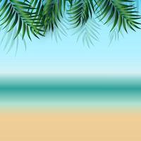 sfondo estivo astratto con foglie di palma spiaggia e mare vettore