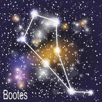 costellazione di Boote con bellissime stelle luminose sullo sfondo del vettore del cielo cosmico