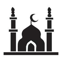 islamico moschea vettore design illustrazione, Masjid vettore nero colore icona