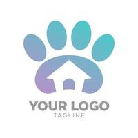 zampe e negativo spazio di casa con di moda pendenza colore per animale domestico Casa vettore logo design