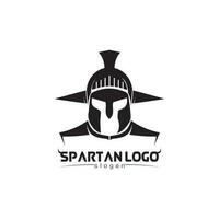 spartano logo nero gladiatore e vettore design casco e testa nero