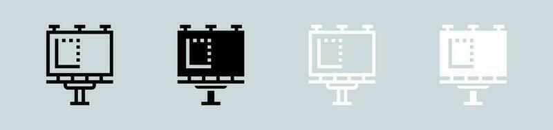 tabellone icona impostato nel nero e bianca. annuncio pubblicitario segni vettore illustrazione.