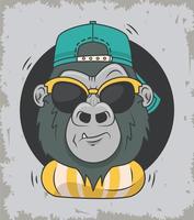 gorilla divertente con occhiali da sole stile cool vettore