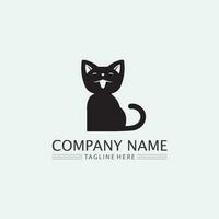 logo gatto e vettore icona animale impronta gattino calico logo cane simbolo personaggio dei cartoni animati segno illustrazione doodle design