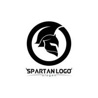 spartano logo nero gladiatore e vettore design casco e testa nero