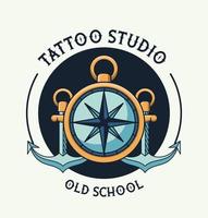 bussola guida tattoo studio immagine artistica vettore