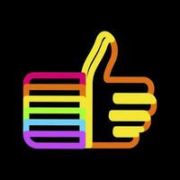 neon arcobaleno pollici su piace orgoglio festa icona vettore