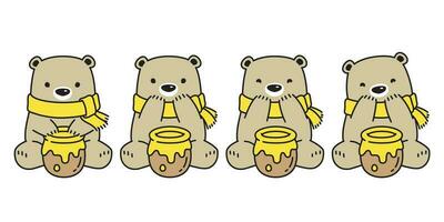 orso vettore miele polare orso cartone animato personaggio icona logo seduta illustrazione simbolo scarabocchio