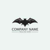 pipistrello logo animale e vettoriale, ali, nero, halloween, vampiro, gotico, illustrazione, design icona pipistrello vettore