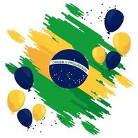 brasile felice festa dell'indipendenza con palloncini elio e bandiera vettore
