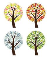 illustrazione stabilita della raccolta dell'albero di vettore di 4 stagioni astratte