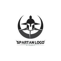 spartano logo nero gladiatore e vettore design casco e testa nero