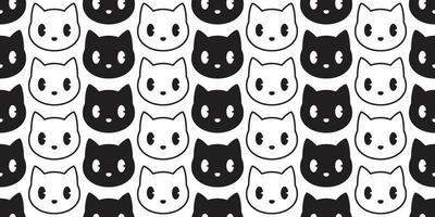 gatto senza soluzione di continuità modello vettore testa gattino calicò nero sciarpa isolato ripetere sfondo cartone animato piastrella sfondo illustrazione