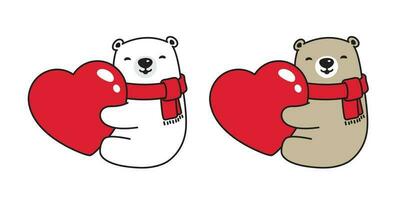 orso vettore polare orso cuore San Valentino abbraccio cartone animato icona personaggio logo illustrazione simbolo scarabocchio