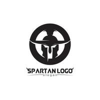 spartano logo nero gladiatore e vettore design casco e testa nero