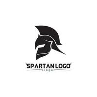 spartano logo nero gladiatore e vettore design casco e testa nero