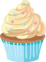 delizioso dolce, focaccina, Cupcake torta, spugna torta, crema e commestibile perline, Genere festa Cupcake nel blu confezione vettore