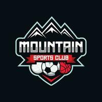 montagna gli sport club logo concetto e gli sport palla illustrazioni, gli sport club e squadra modificabile testo vettore modello