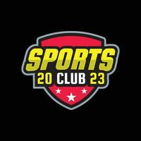 gli sport club 2023 logo design concetto con trattenuto e stelle, gli sport club vettore modificabile logo modello