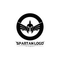 spartano logo nero gladiatore e vettore design casco e testa nero