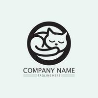 logo gatto e vettore icona animale impronta gattino calico logo cane simbolo personaggio dei cartoni animati segno illustrazione doodle design