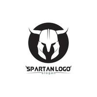 spartano logo nero gladiatore e vettore design casco e testa nero