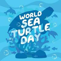 mondo mare tartaruga giorno design modello per celebrazione. mare tartaruga illustrazione. tartaruga giorno. oceano illustrazione. vettore