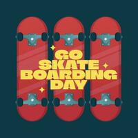 partire andare con lo skateboard giorno. partire pattinare giorno. skateboard vettore design. piatto skateboard vettore design. skateboard Immagine.
