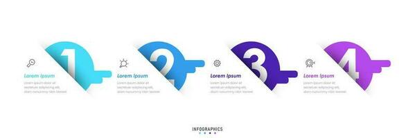 modello di progettazione di etichetta infografica vettoriale con icone e 4 opzioni o passaggi. può essere utilizzato per diagramma di processo, presentazioni, layout del flusso di lavoro, banner, diagramma di flusso, grafico informativo.