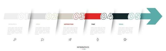 modello di progettazione di etichetta infografica vettoriale con icone e 5 opzioni o passaggi. può essere utilizzato per diagramma di processo, presentazioni, layout del flusso di lavoro, banner, diagramma di flusso, grafico informativo.