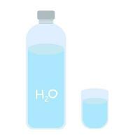 acqua bottiglia e bicchiere. piatto icona isolato su bianca sfondo. vettore illustrazione. eps 10. potabile acqua nel bottiglia, bicchiere di acqua.