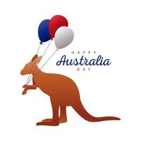 happy australia day lettering con canguro e palloncini decorazione elio vettore