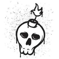 vettore graffiti spray dipingere cranio bomba isolato vettore illustrazione