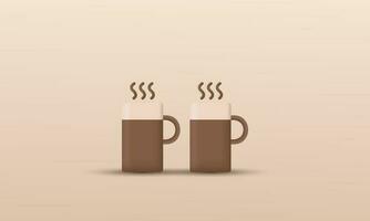 illustrazione creativo vettore icona Due caldo caffè 3d moderno isolato su sfondo