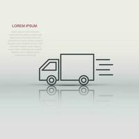 consegna camion cartello icona nel piatto stile. furgone vettore illustrazione su bianca isolato sfondo. carico auto attività commerciale concetto.