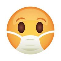 faccia emoji che indossa l'icona di stile piatto maschera medica vettore