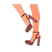 snello, giovane femmina gambe nel un' posa. scarpe tacchi a spillo, alto tacchi. a passeggio, in piedi, in esecuzione, saltare, danza. donne scarpa modello vettore