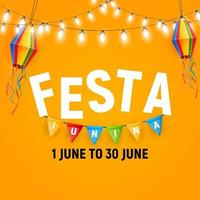 sfondo festa junina con bandiere e lanterne di festa. sfondo festival di giugno brasile per biglietto di auguri